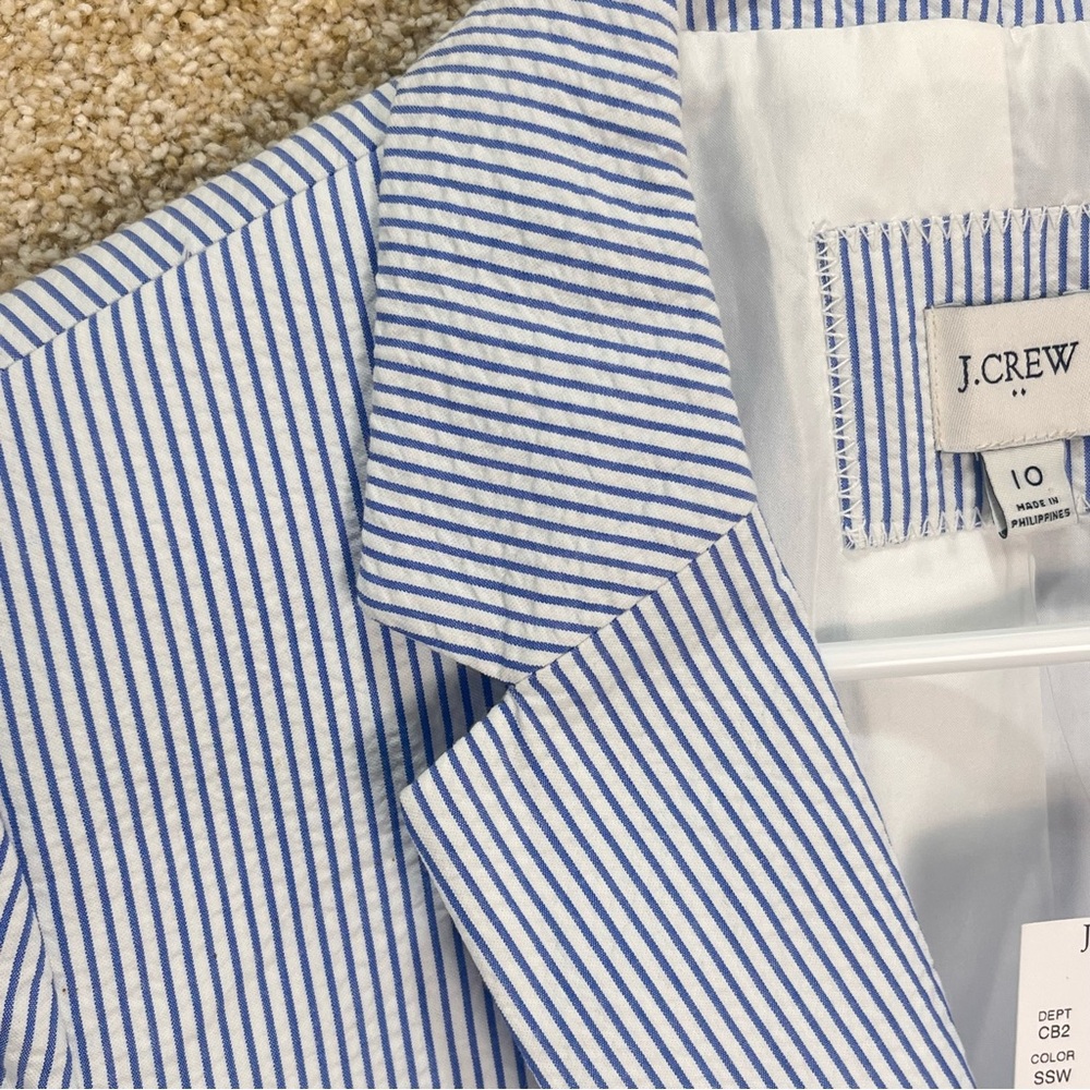 NWT J. Crew Factory cotton blazer notched lined blue white stripe blazer size 10 - Picture 3 of 12
